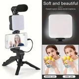 Vlogging Kit with Tripod, Mic & LED Light for Smartphones (6 in 1)