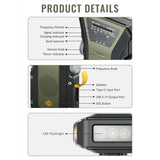 2000mAh Emergency Weather Radio with Hand Crank, Solar & USB Charging, Flashlight