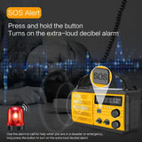 2000mAh Emergency Weather Radio with Hand Crank, Solar & USB Charging, Flashlight