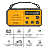 2000mAh Emergency Weather Radio with Hand Crank, Solar & USB Charging, Flashlight