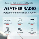 2000mAh Emergency Weather Radio with Hand Crank, Solar & USB Charging, Flashlight