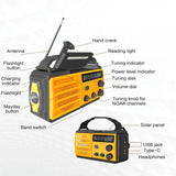 2000mAh Emergency Weather Radio with Hand Crank, Solar & USB Charging, Flashlight