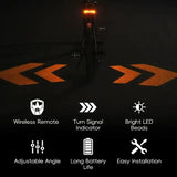 Wireless Turn Signal Bike Tail Light with Projection, 6 Modes (Rechargeable & Waterproof)